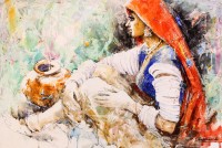 Moazzam Ali, 29 x 42 Inch, Watercolor on Paper, Figurative Painting, AC-MOZ-072